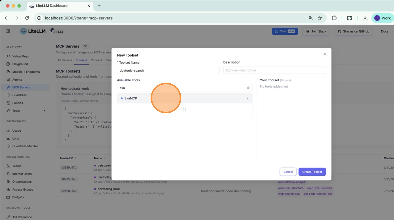 Choose server from dropdown