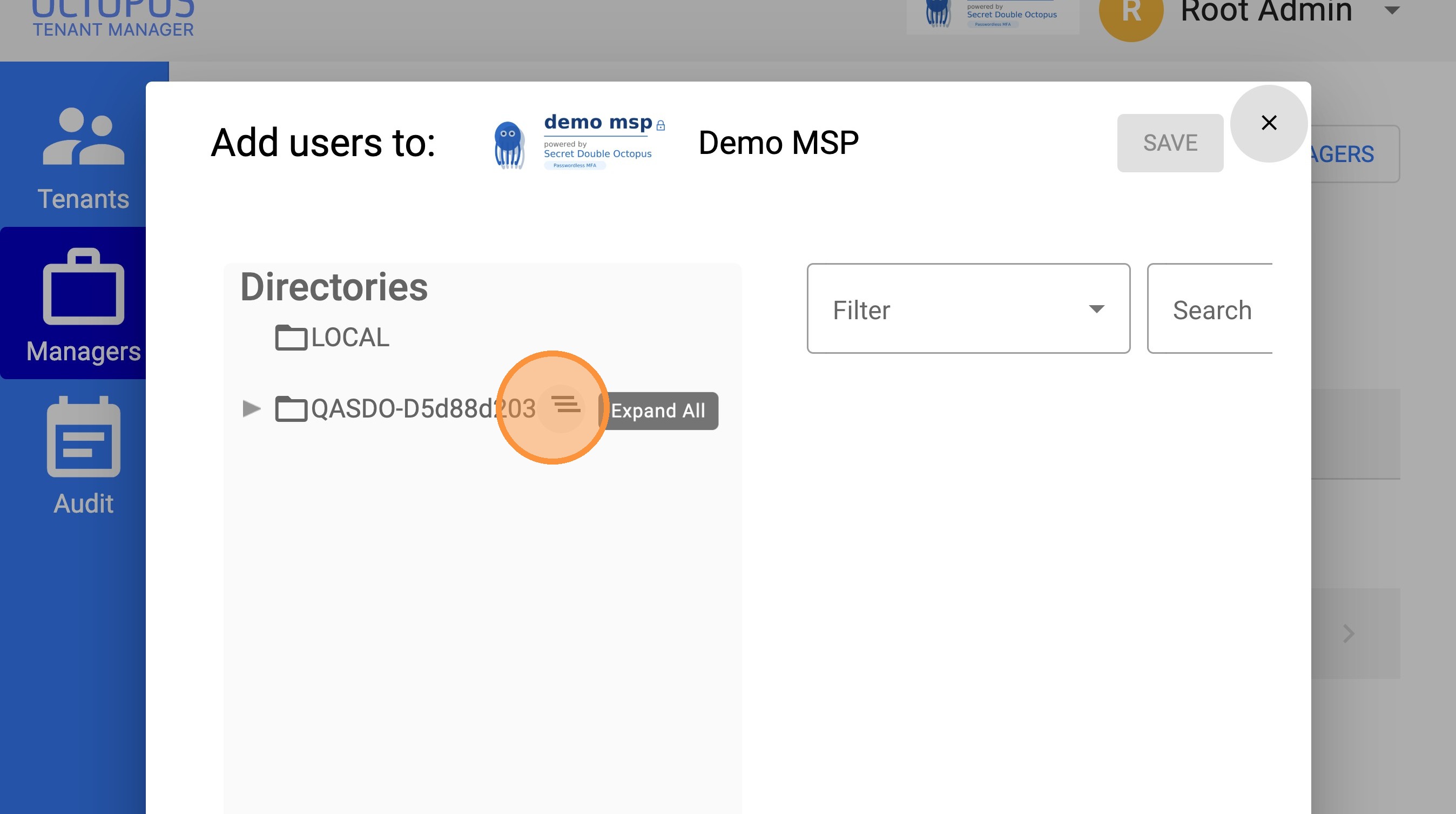 Select directory and users