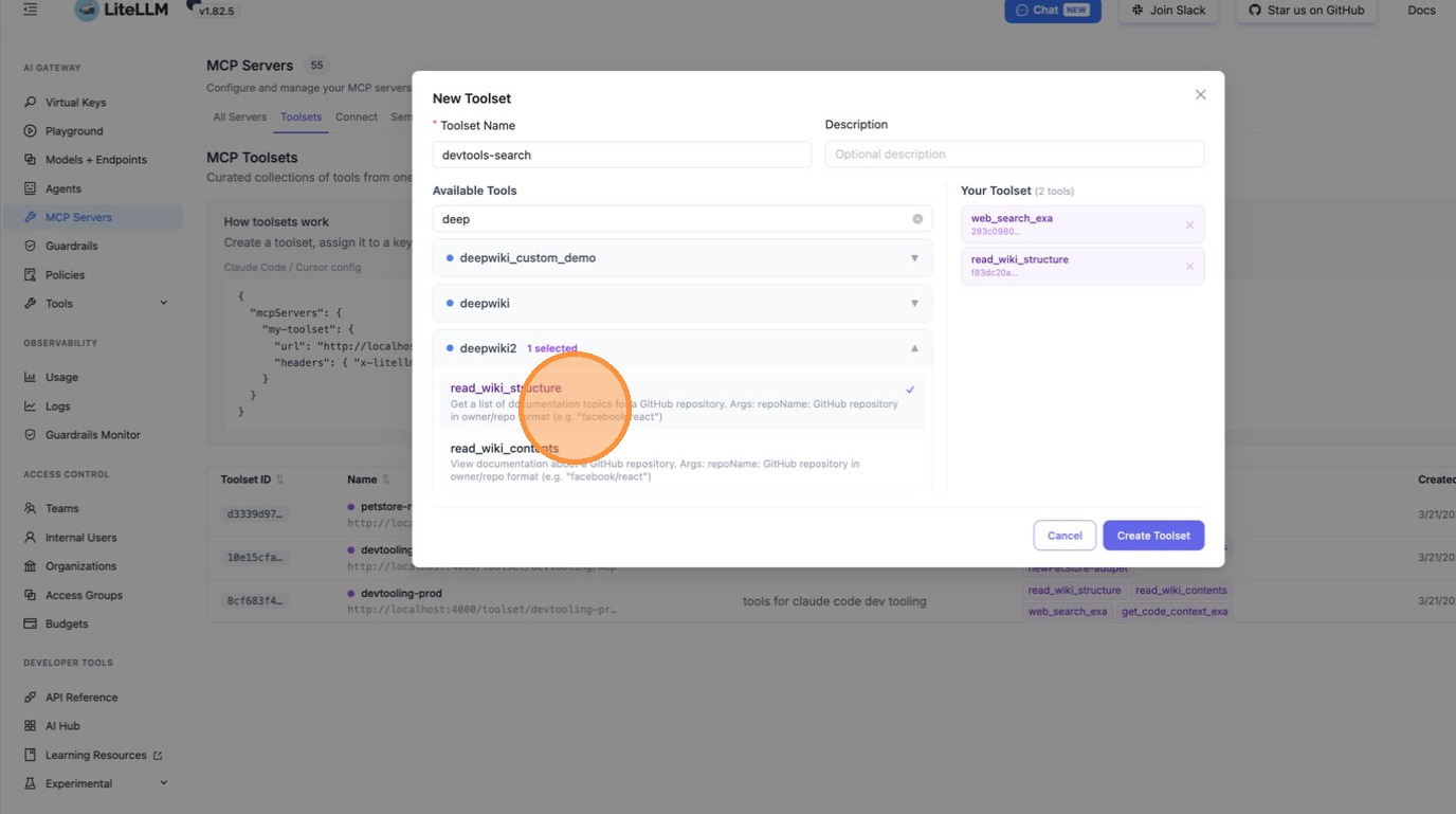 Select tool from second server
