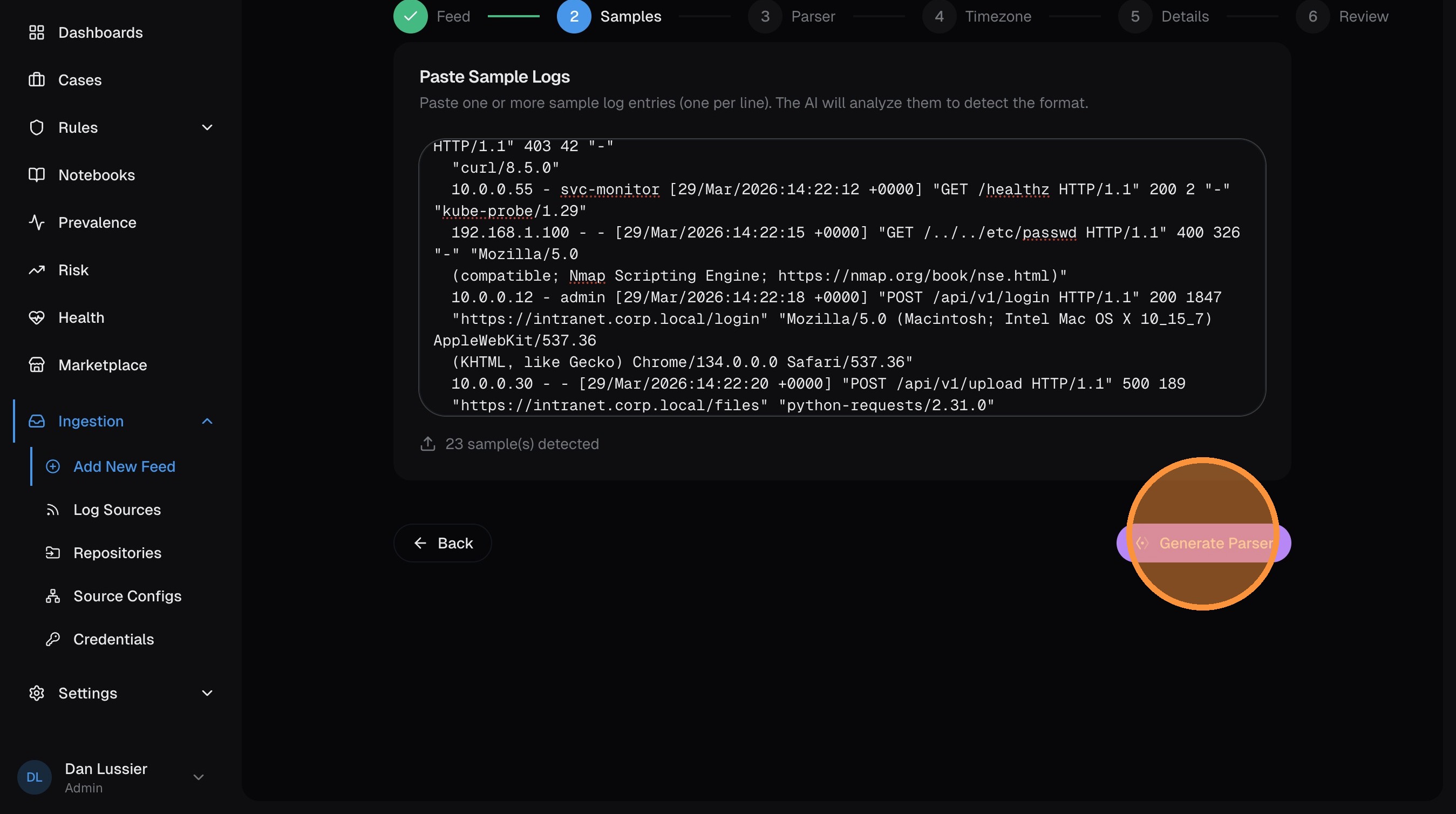 Generate Parser button