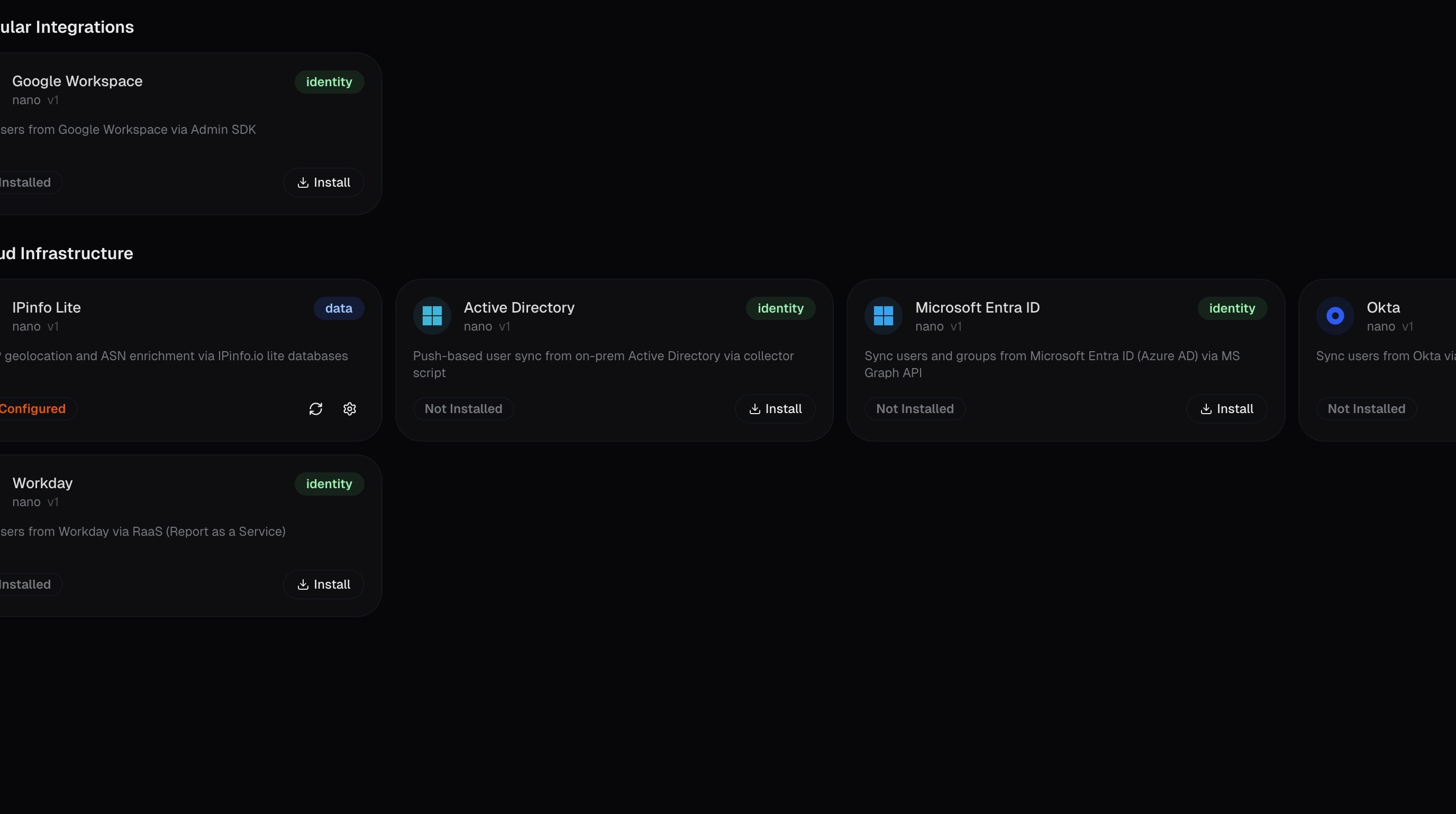 Marketplace page showing enrichments