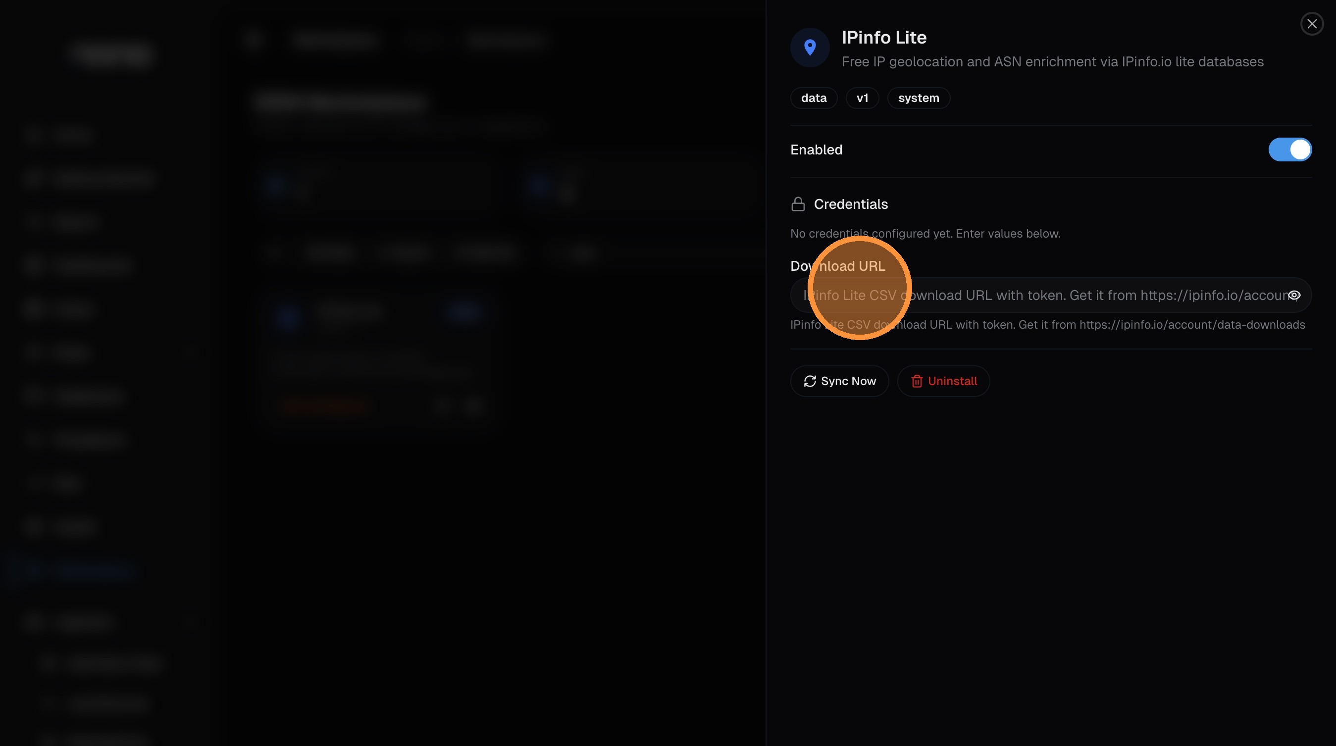 Download URL field with pasted URL
