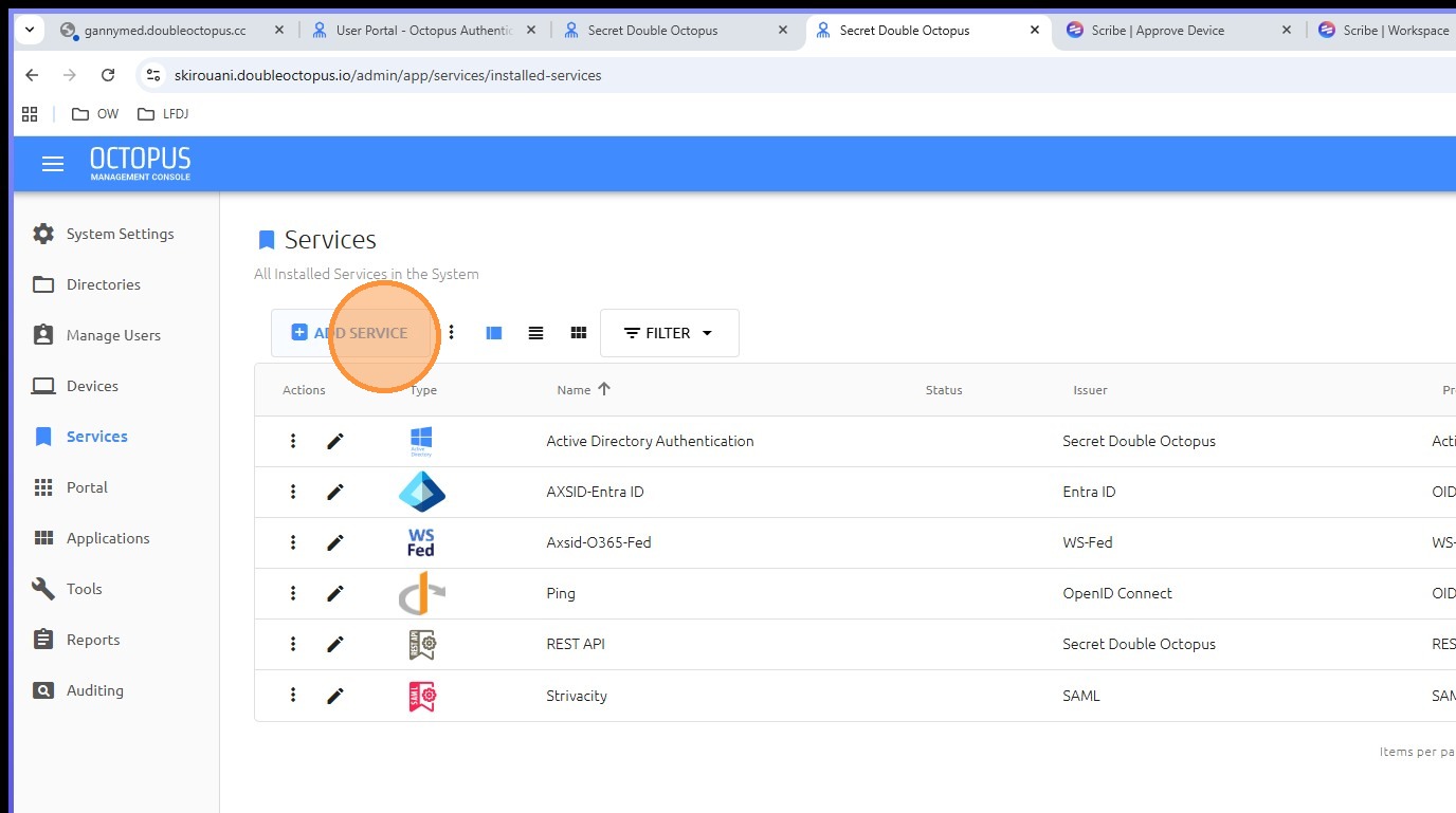 Add service in SDO console