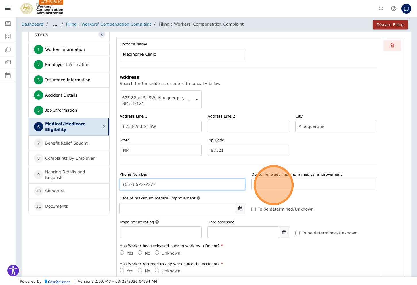 Medical Information — Doctor who set MMI field highlighted