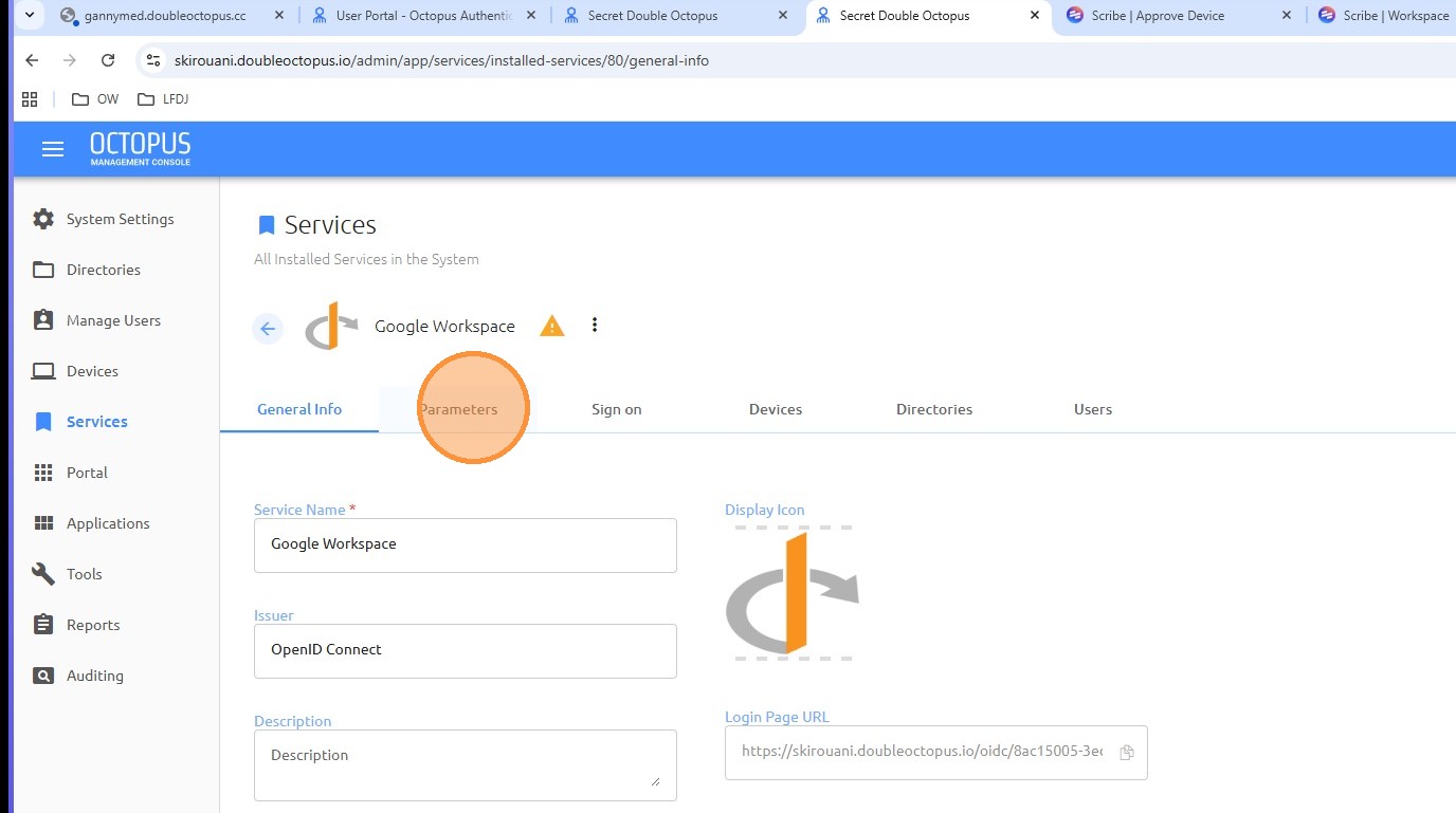Parameters tab