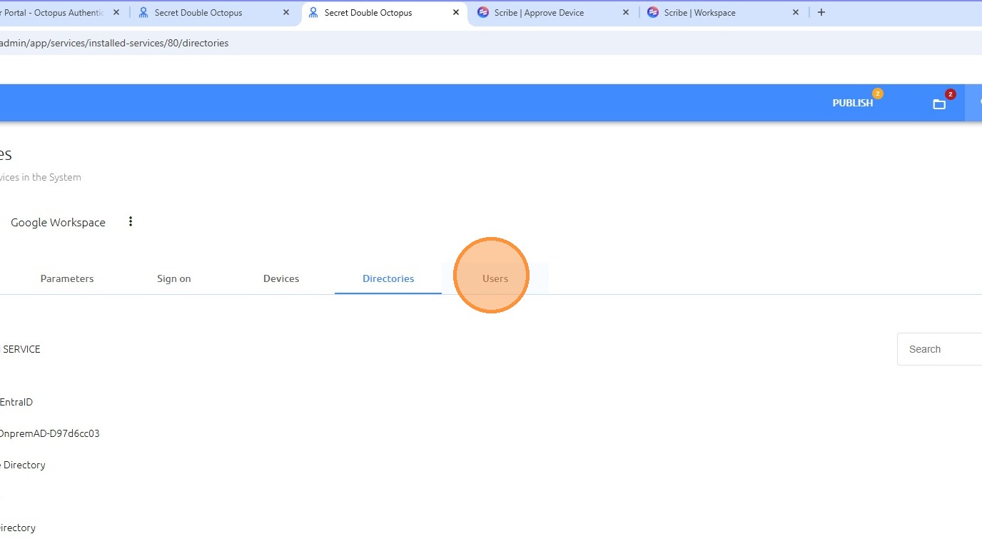 Users tab