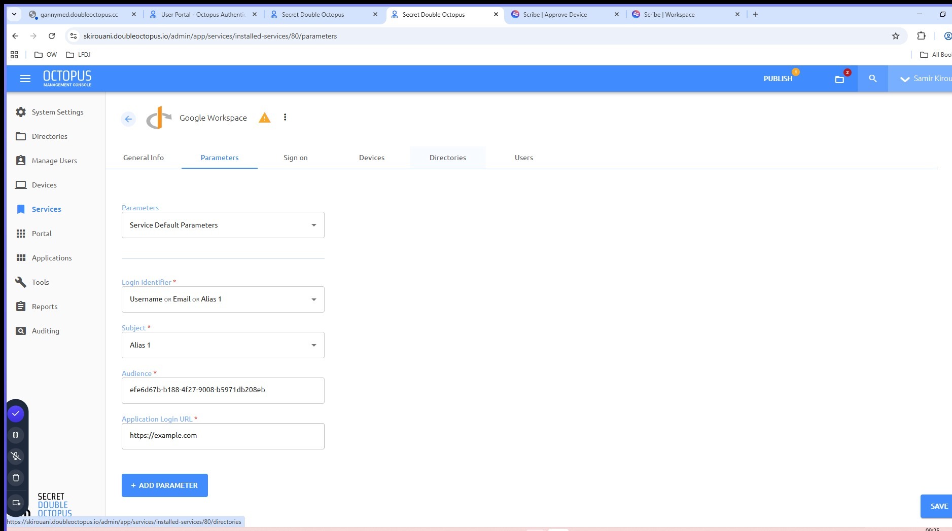 Example URL entered