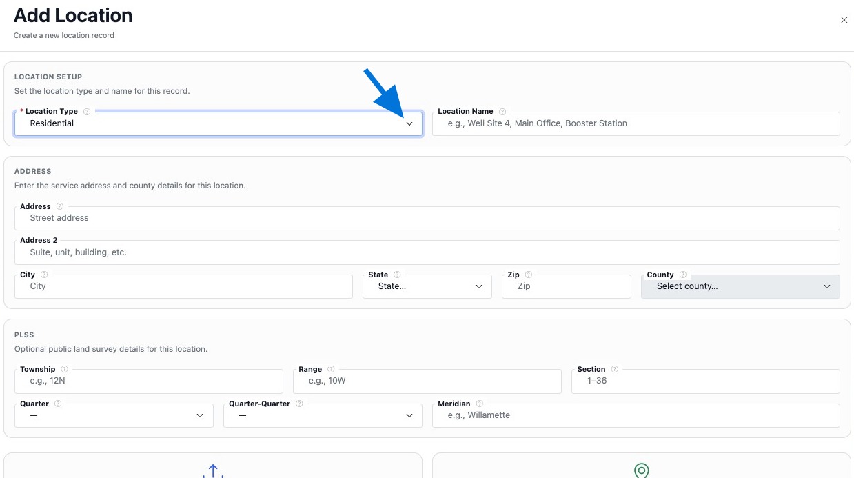 Select the location type