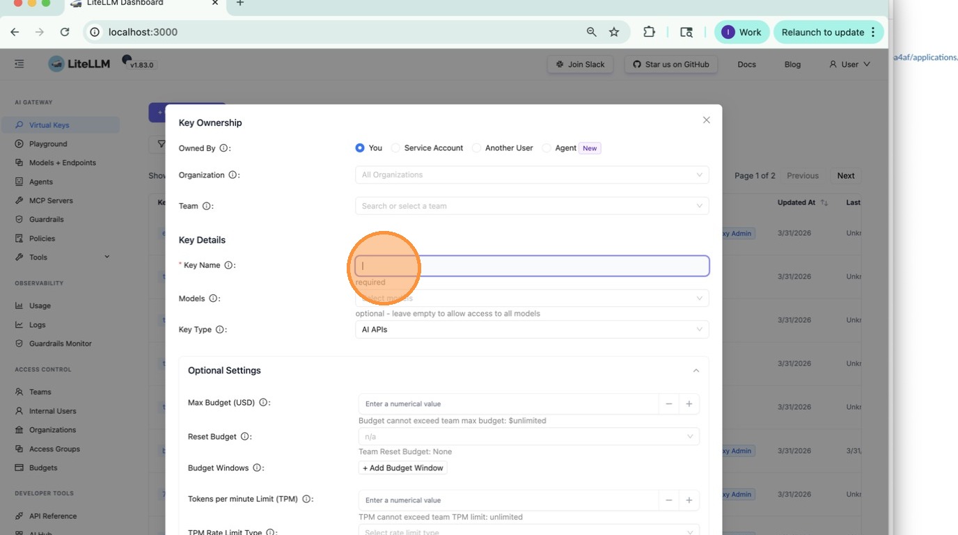 Step 1 - open key settings
