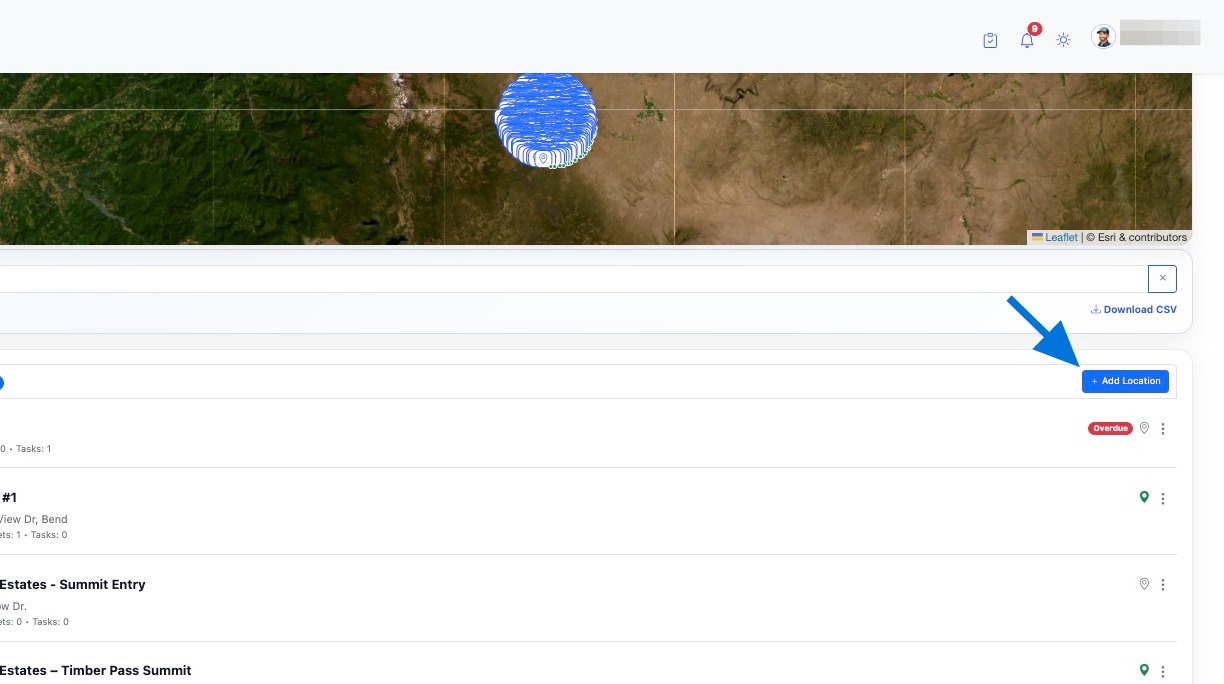 Click Add Location to begin creating a new location record