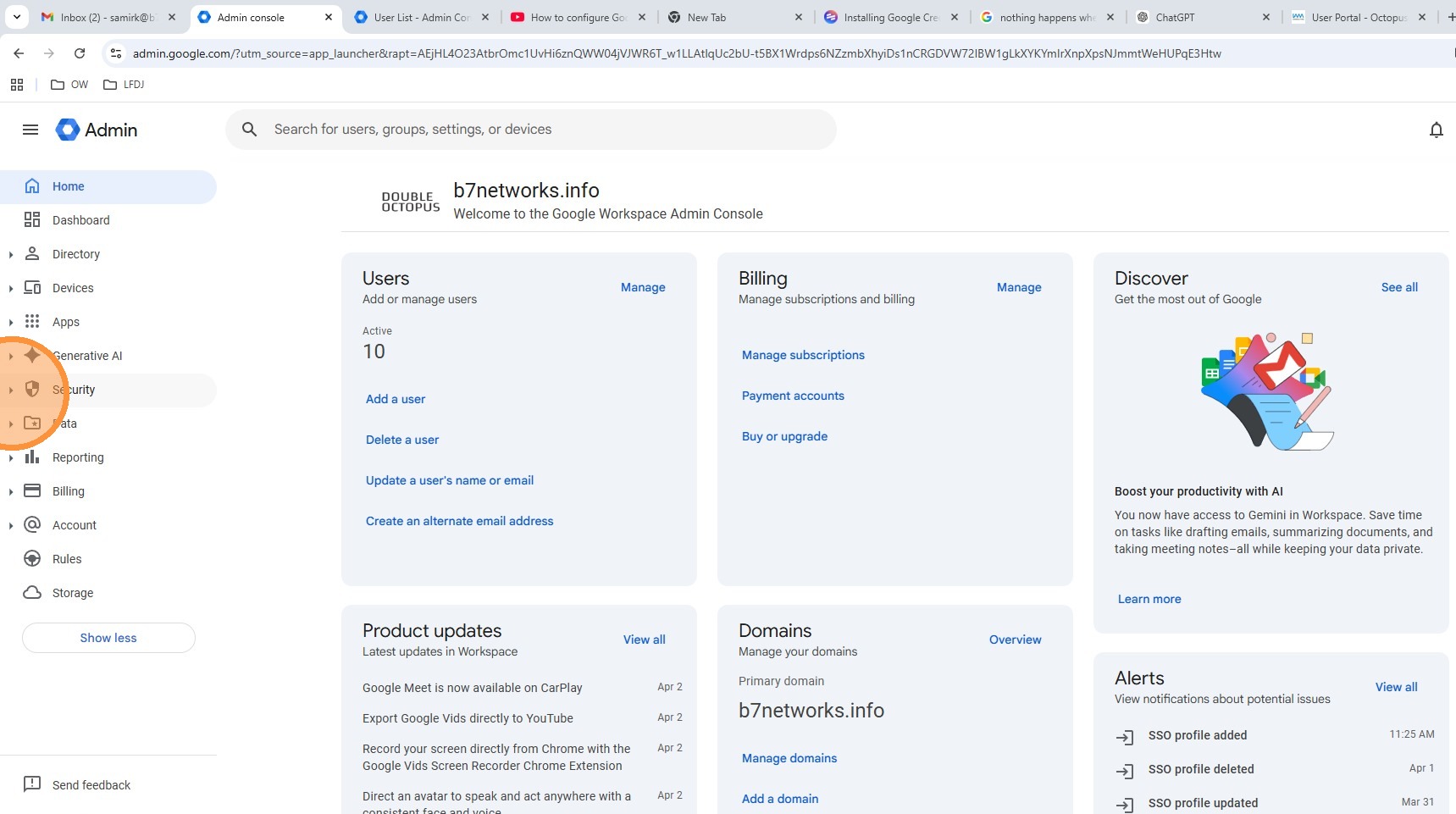 Login to Google Admin Console