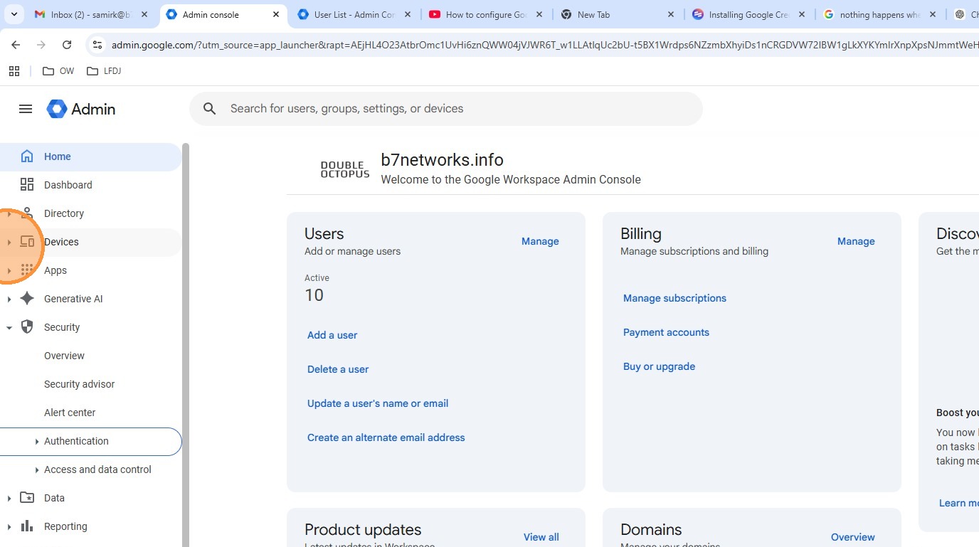 Devices in Google Admin Console