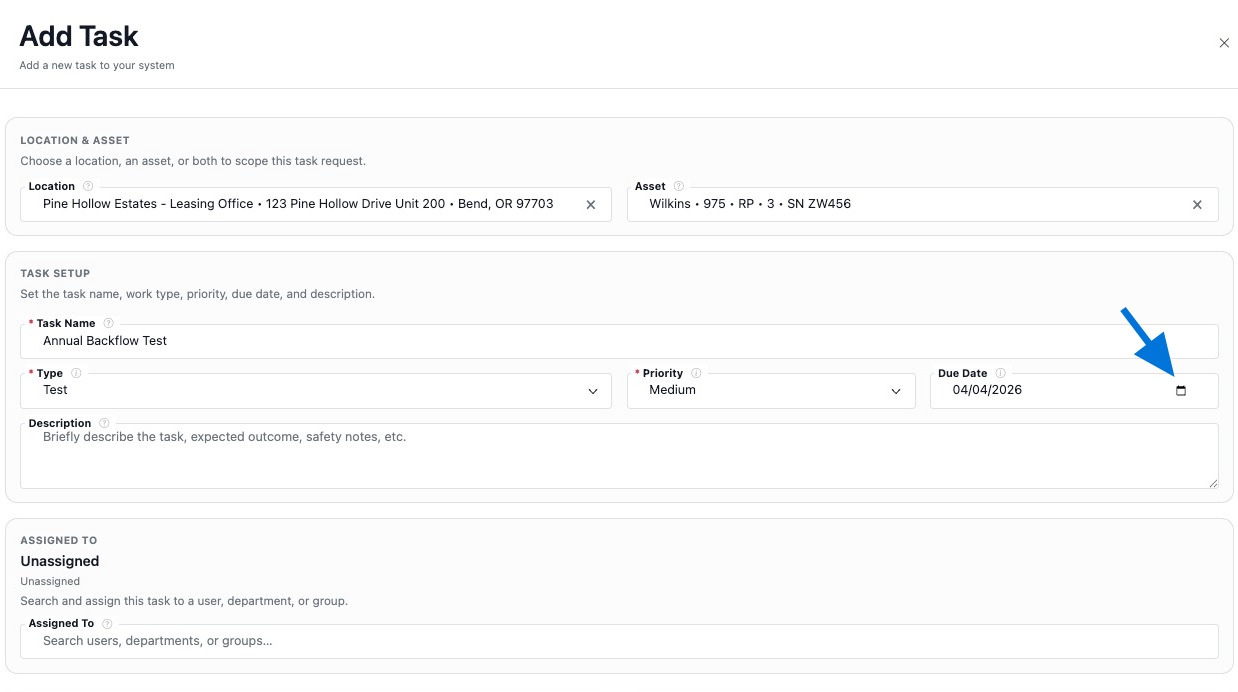 Set a due date to establish when the task should be completed
