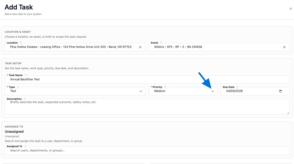 Select the priority to define how urgent or important this task is