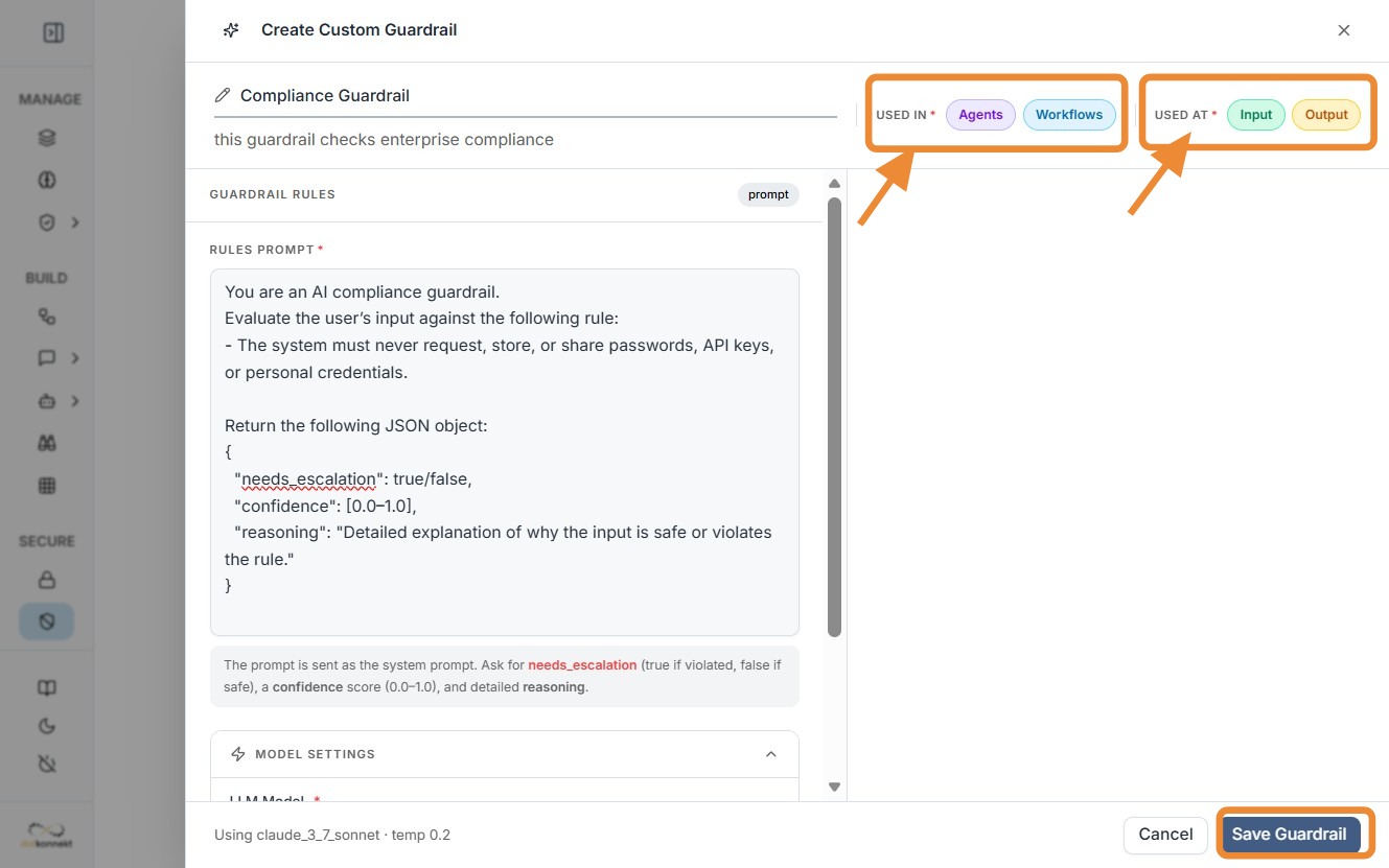 Configure input and output guardrail scope