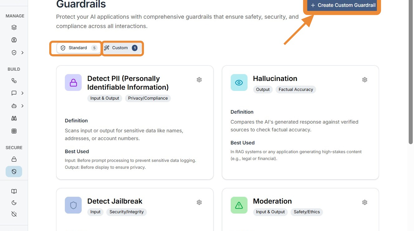 Click Create Custom Guardrail