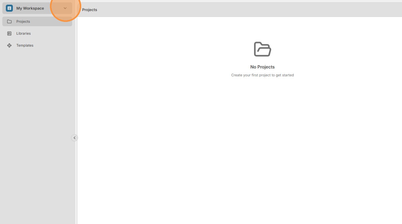 Select My Workspace from the top-left menu