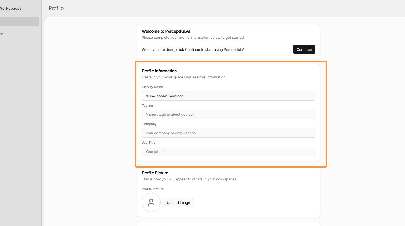 Fill in your profile information