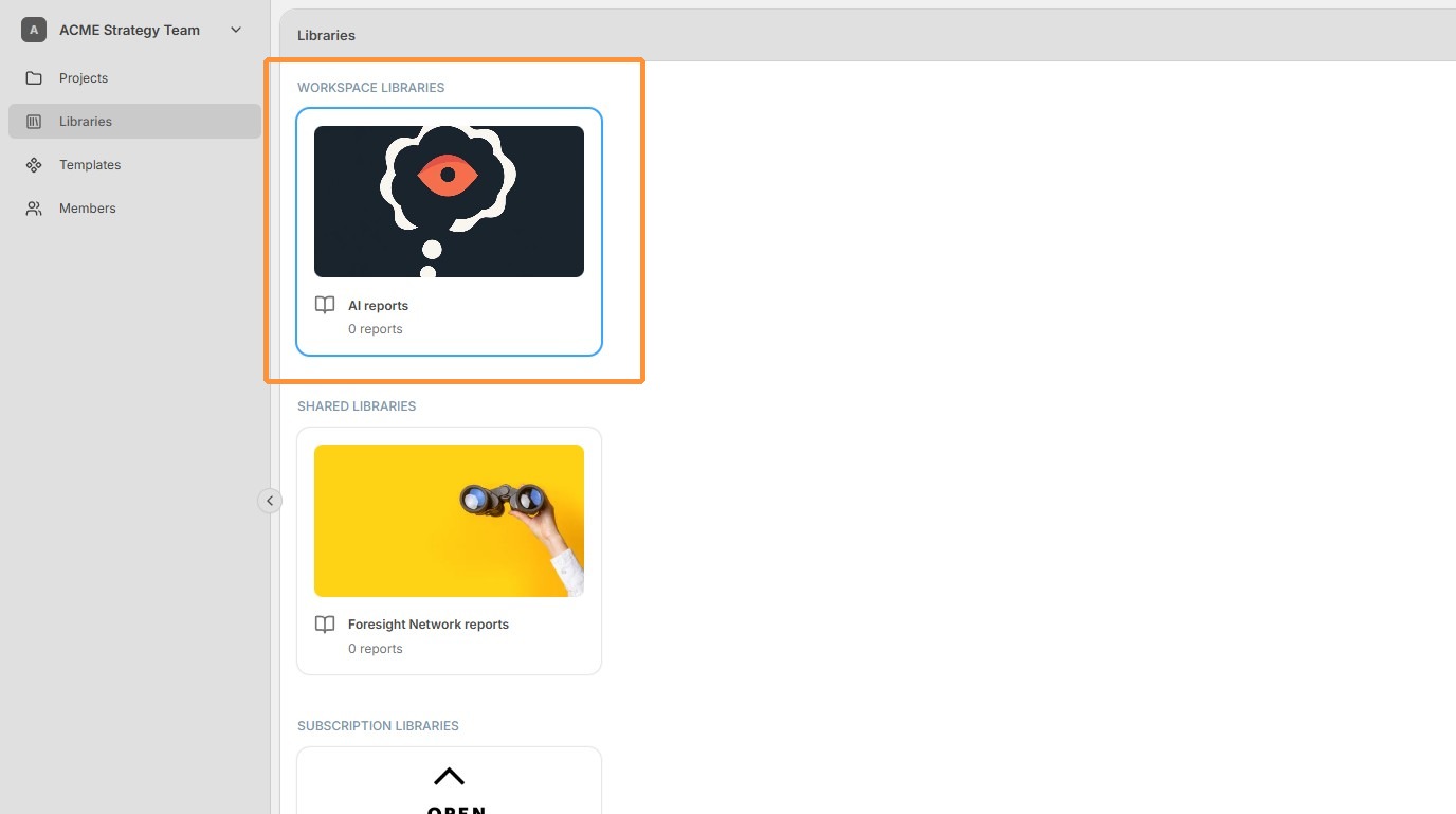 New library listed, double-click to open