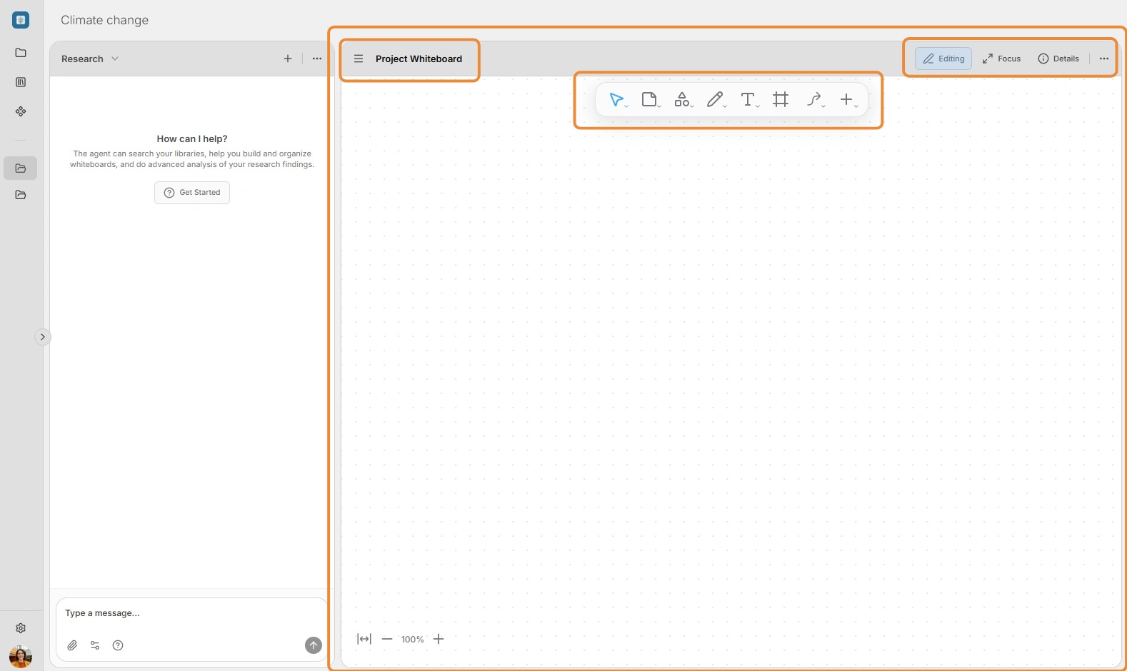 Main project pane overview