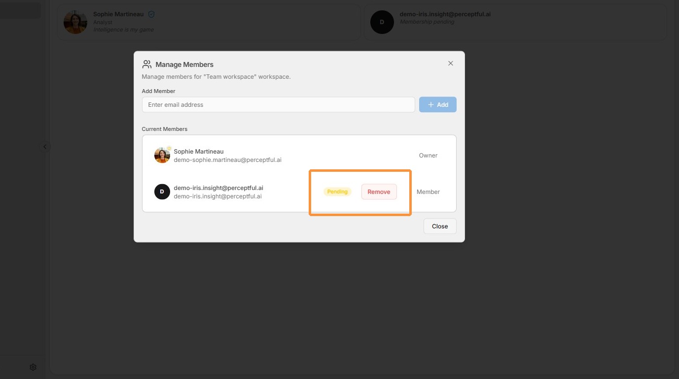 Member status and remove option