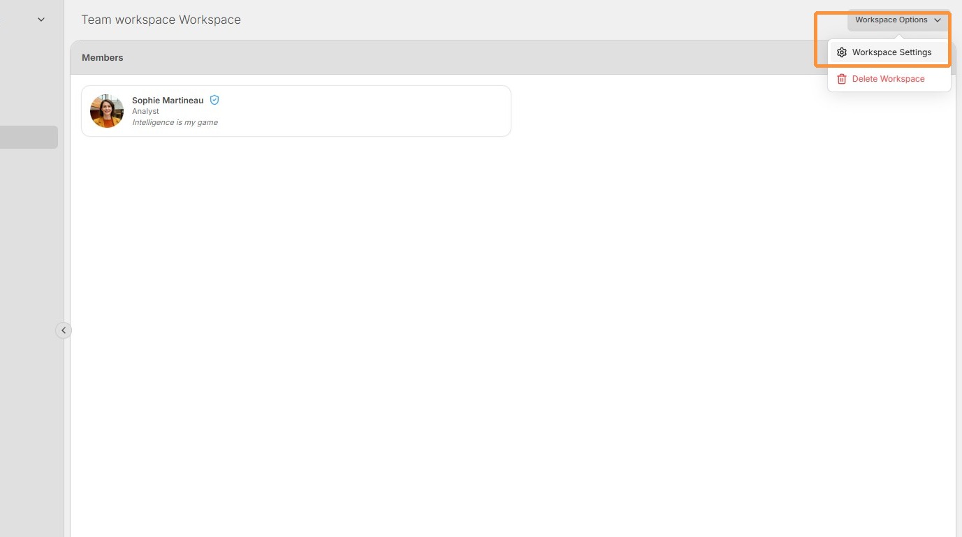 Access Workspace settings