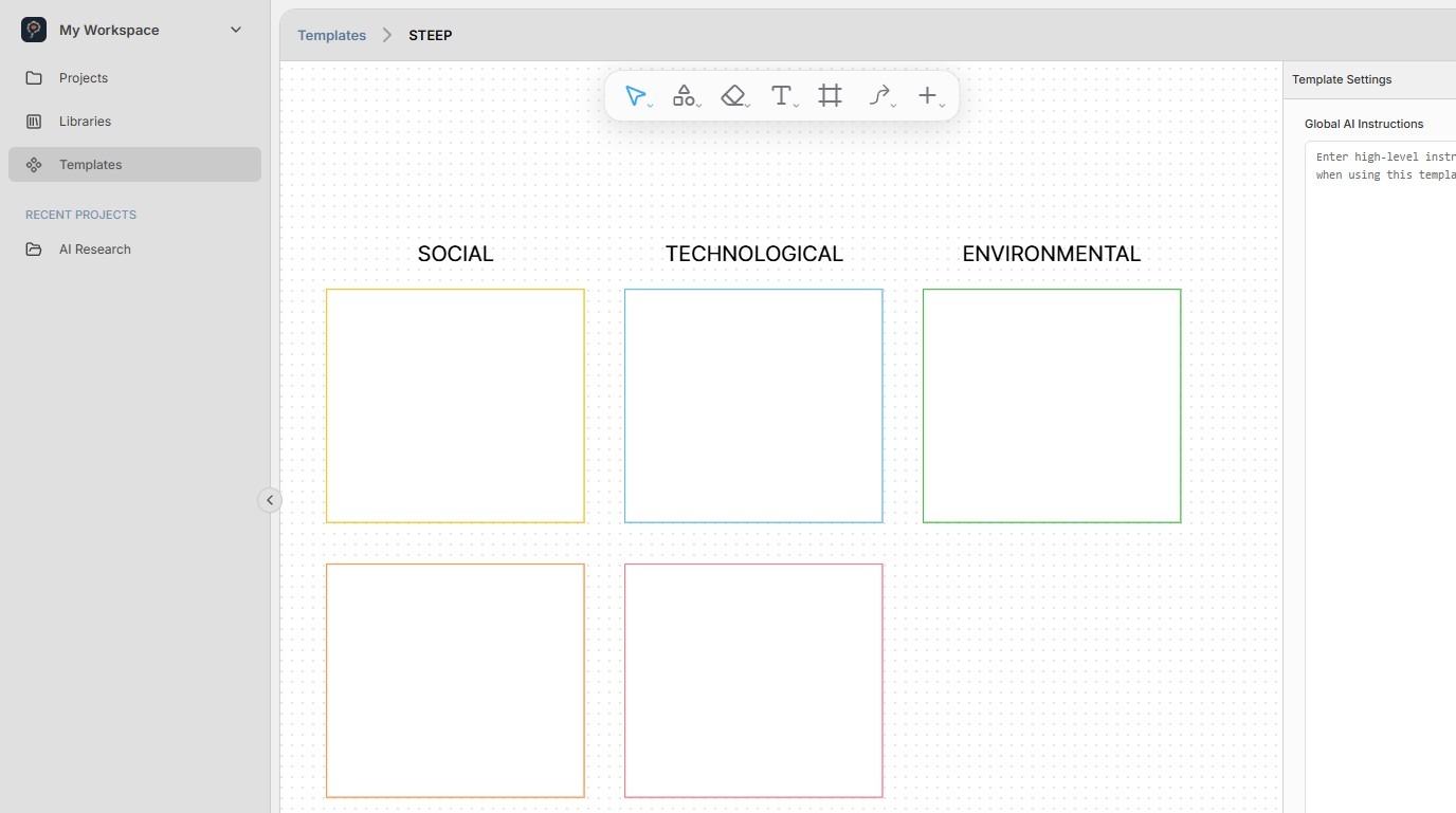 Building whiteboard template objects