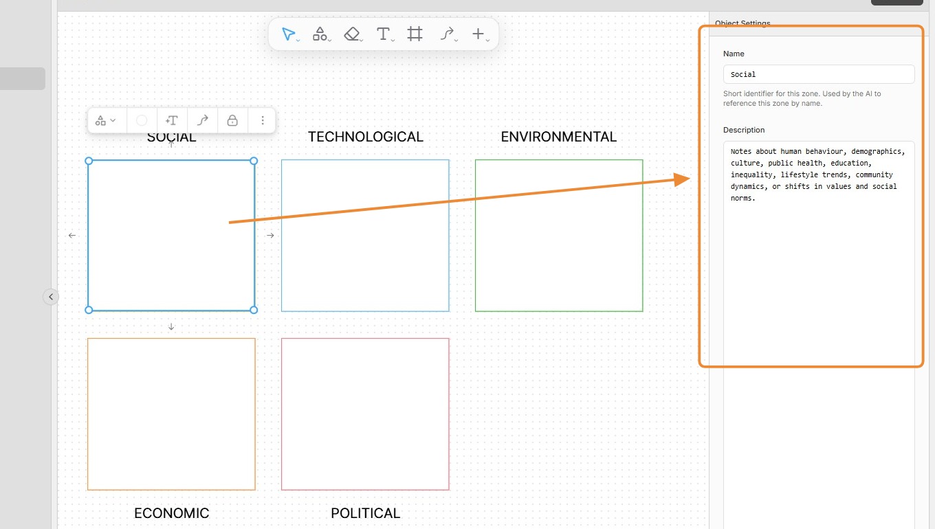 Provide name and description to whiteboard objects for AI