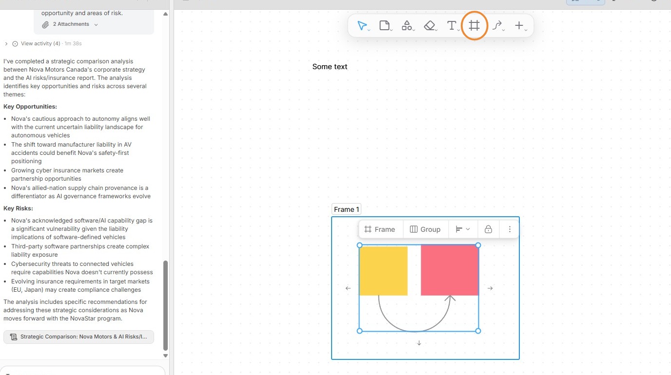Frame object for grouping movement