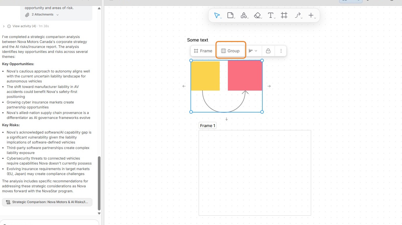 Group objects using the context menu