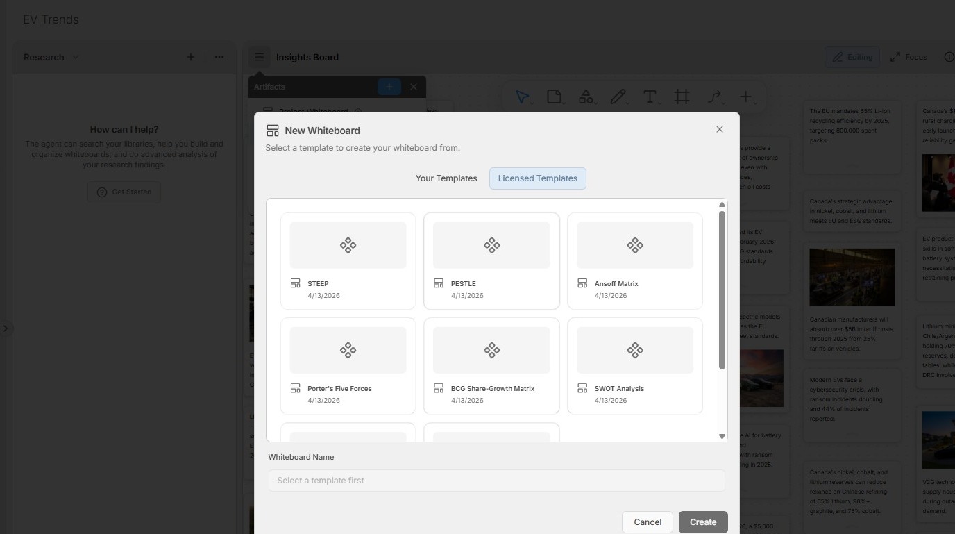 Create a whiteboard from the PESTLE template