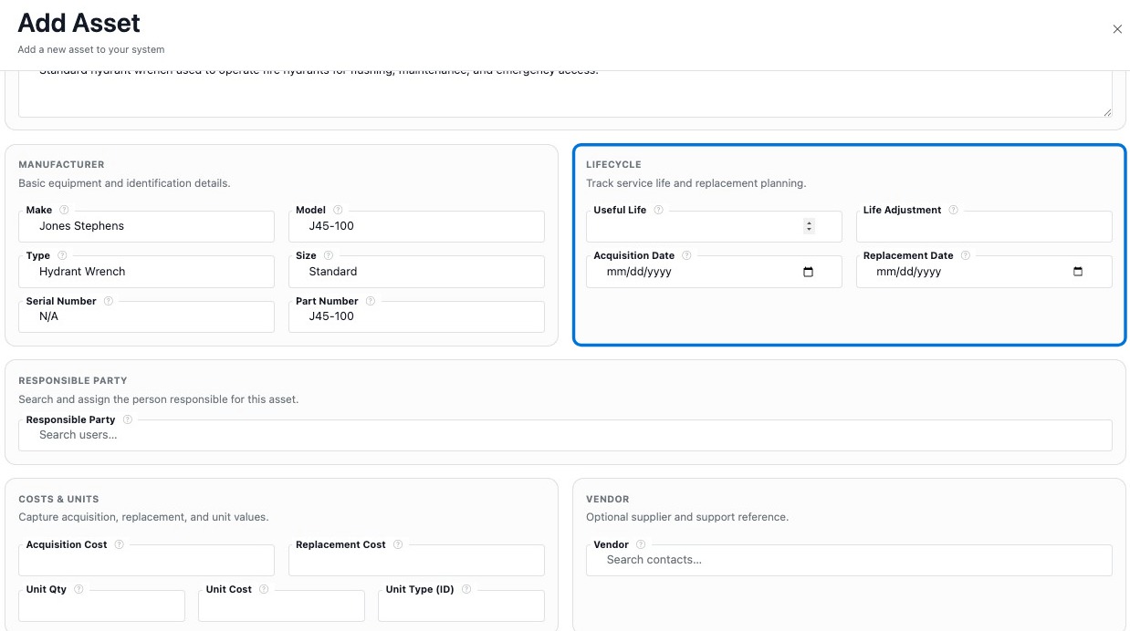 Enter lifecycle information