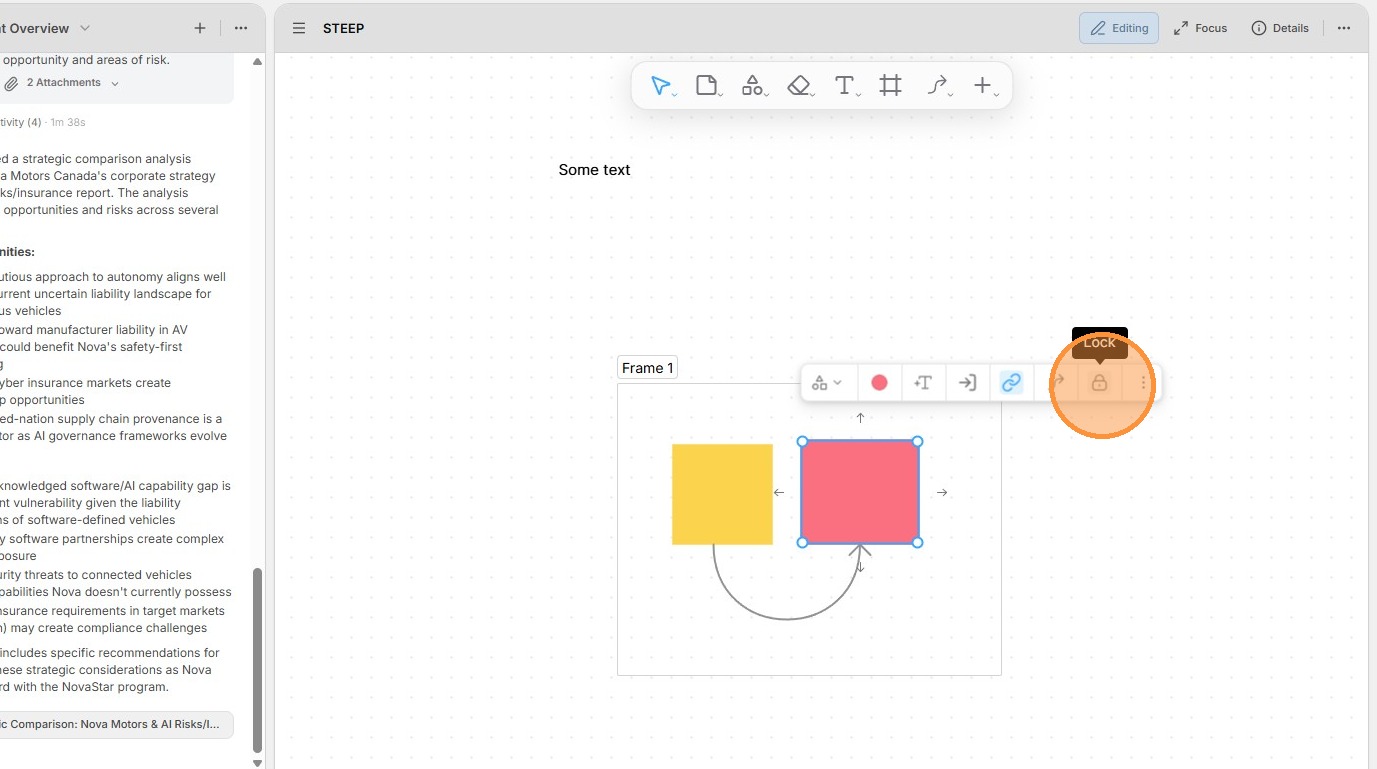 Lock and unlock objects on the whiteboard