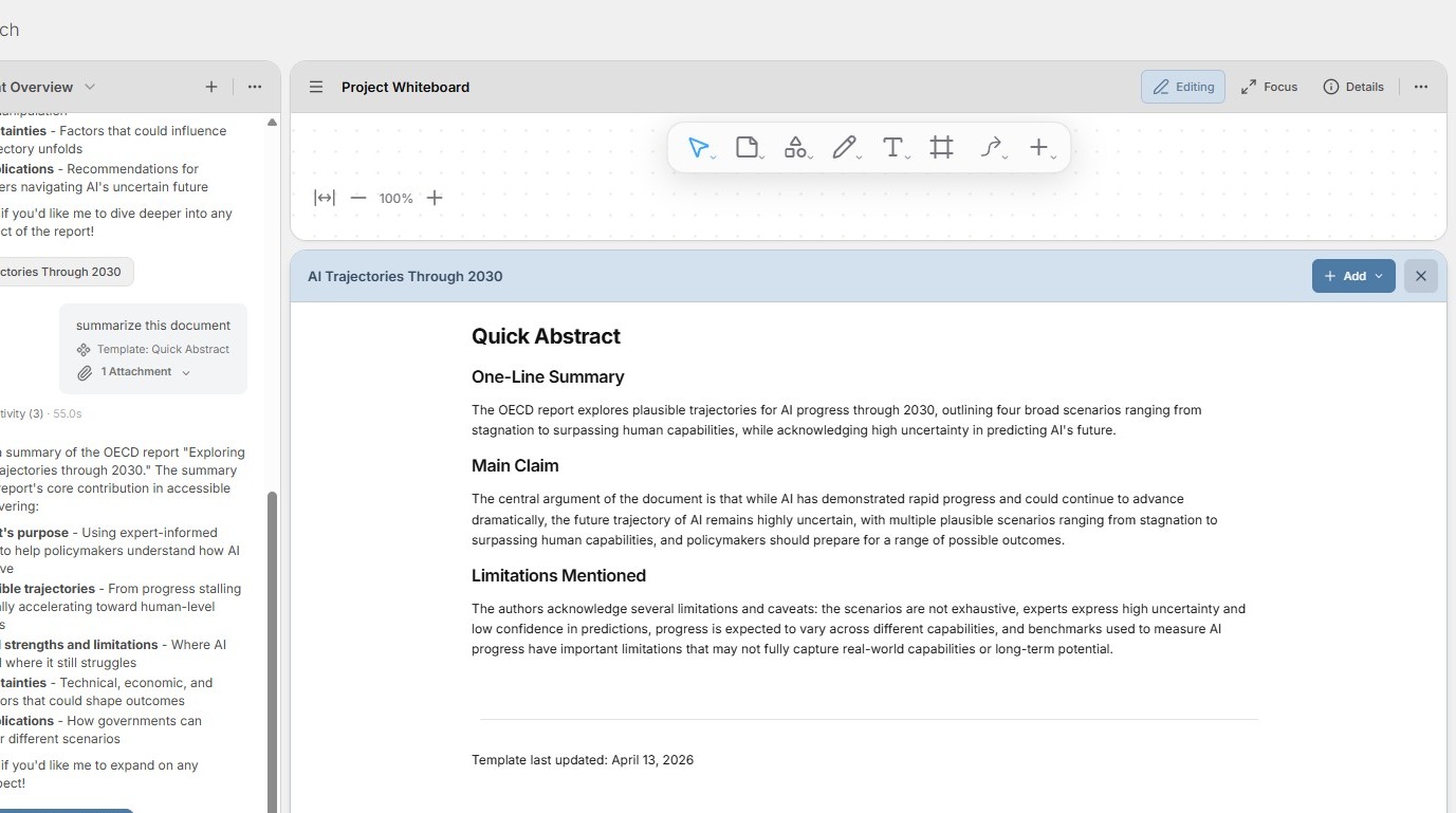 Template defining content structure and instructions