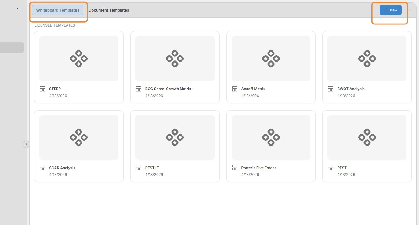 Create a new whiteboard template