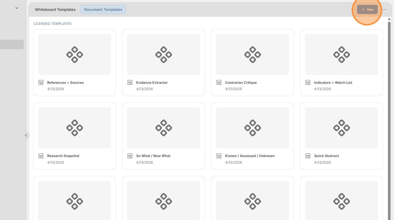 Click New to create a document template