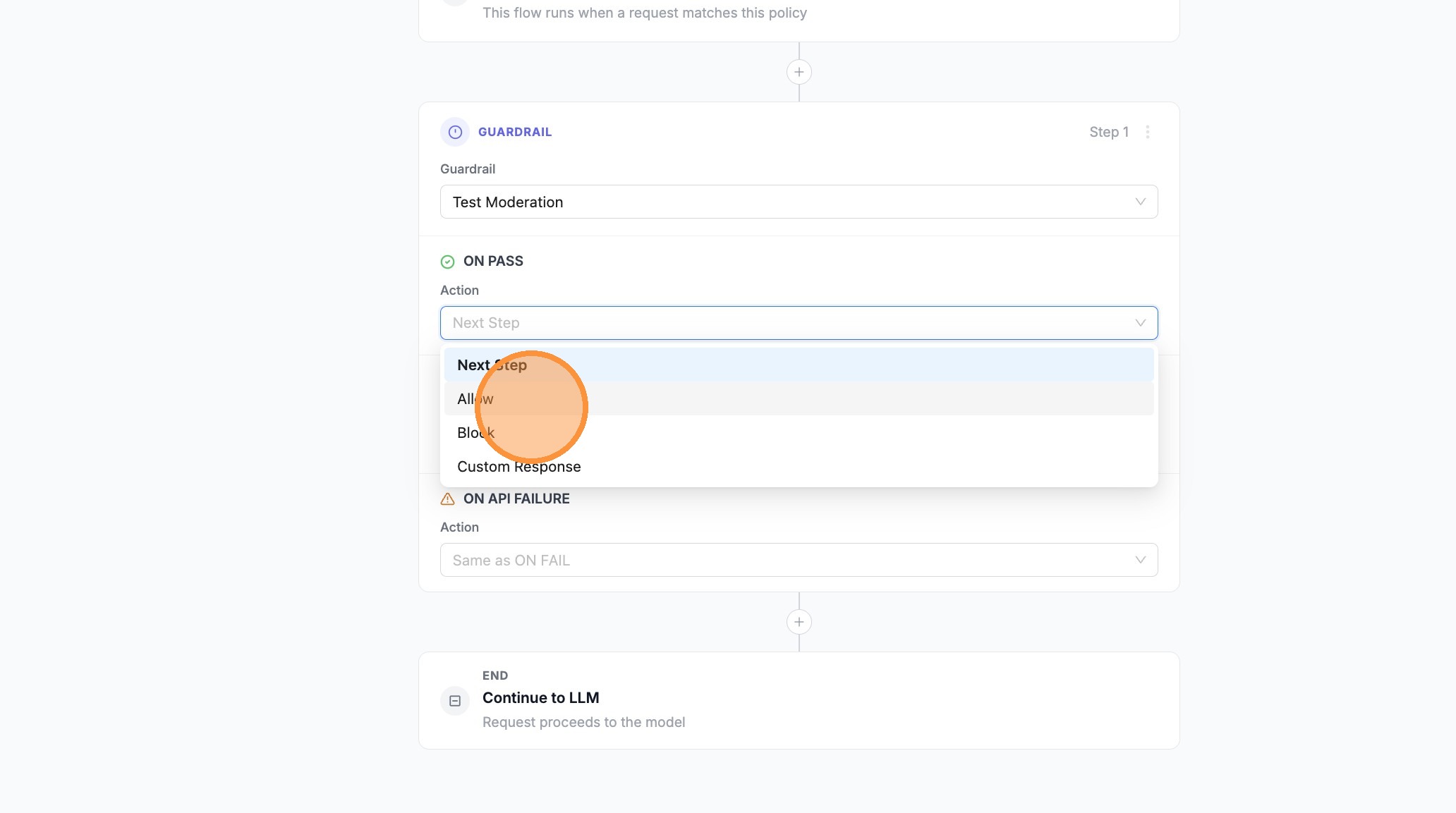 Set ON PASS to Allow