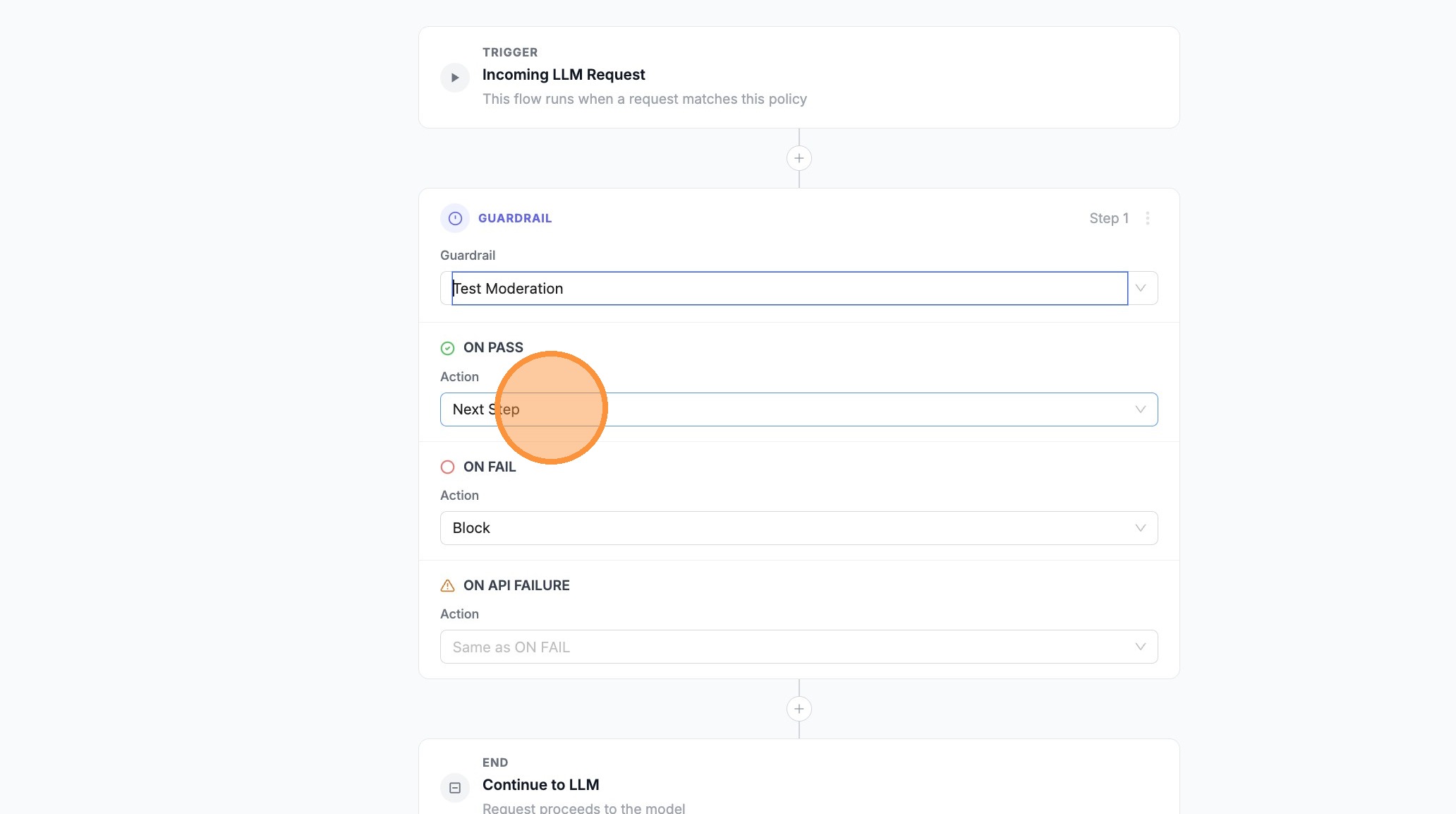 Set action to Next Step
