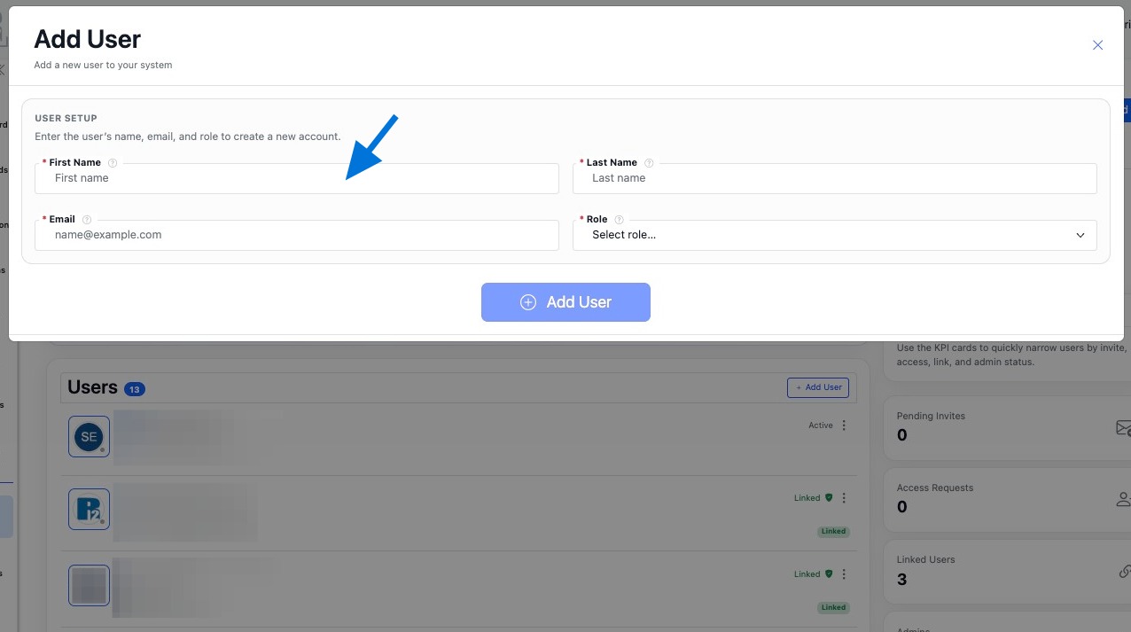 Enter the user's first name