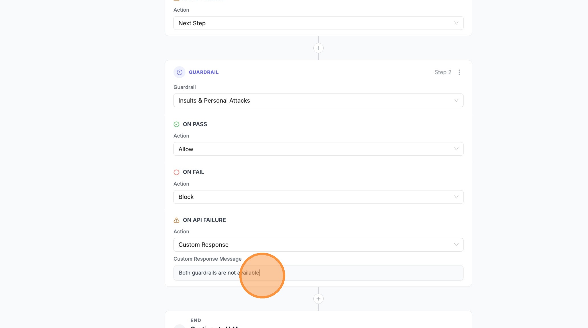 Custom response — confirm message