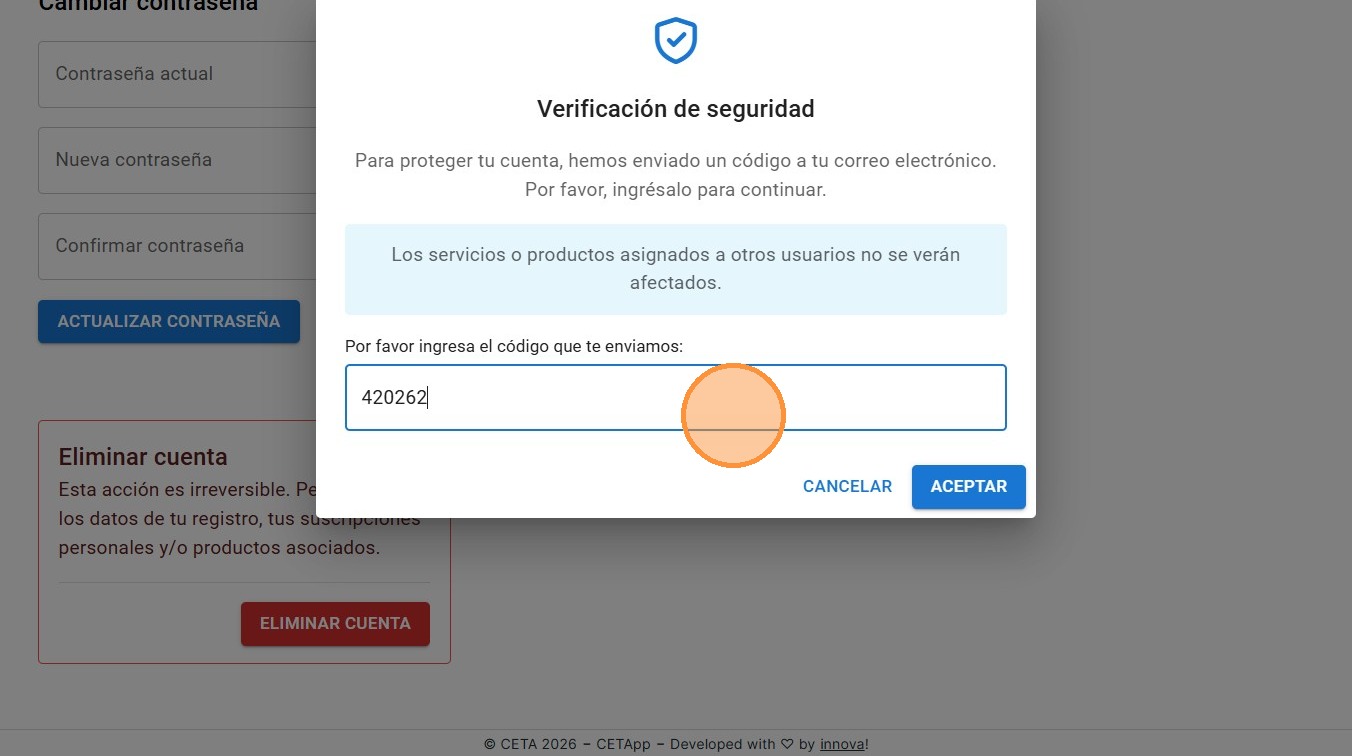 Pegar código en CETAPP