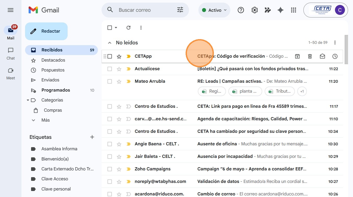 Correo de verificación