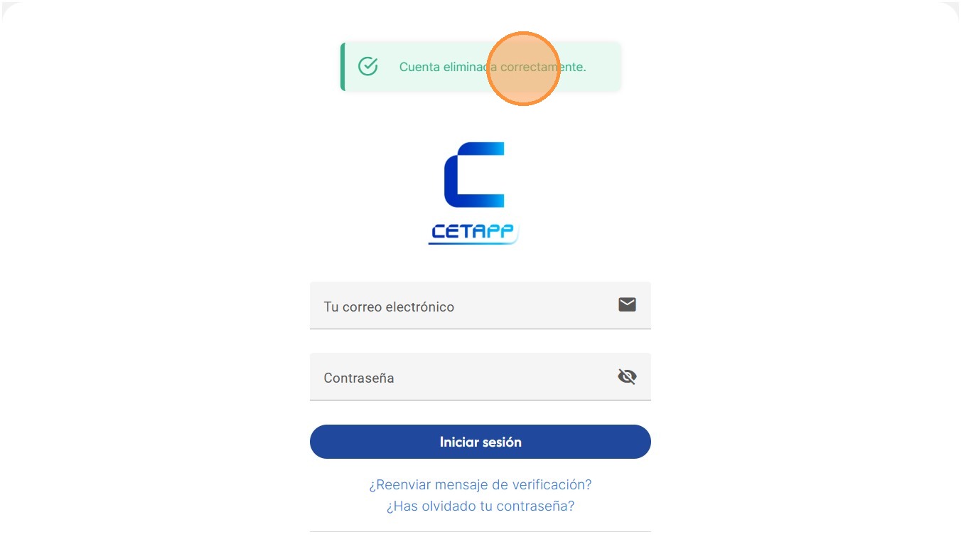 Cuenta eliminada con éxito