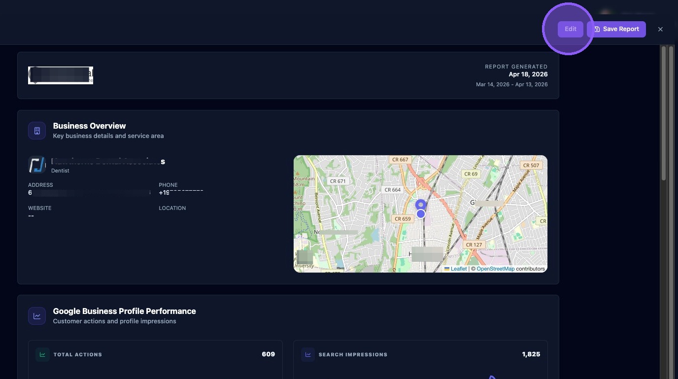 Screenshot showing the report preview window
