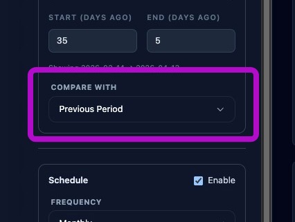 Screenshot showing comparison options