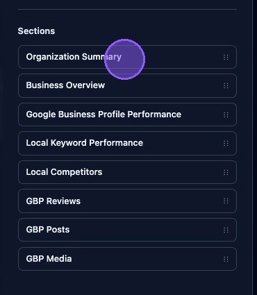 Screenshot showing a selected report section