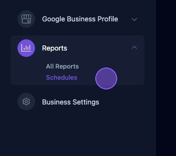 Screenshot showing Schedules under Reports in the dashboard