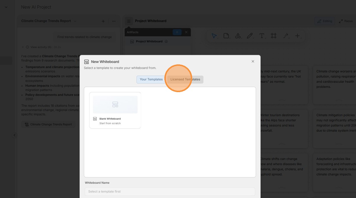 Open the Licensed Templates section