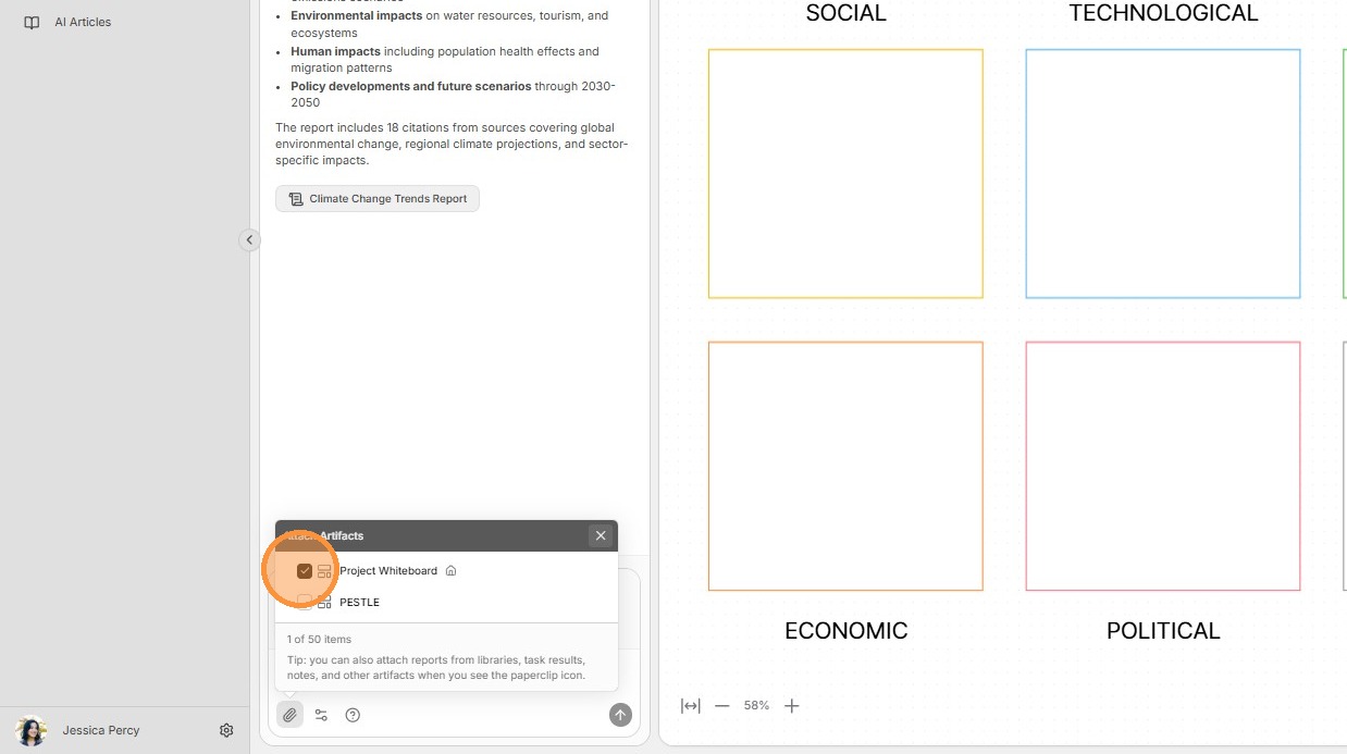 Attach the Project Whiteboard to the AI chat textbox