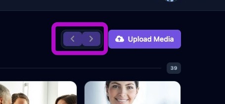 Screenshot showing media page navigation arrows